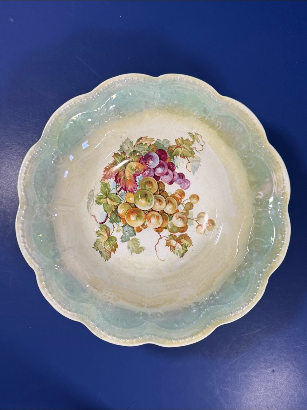 RARE E.E.C. Co East Liverpool Ohio Lusterware Bowl Grapes Leaves Antique 1908–09